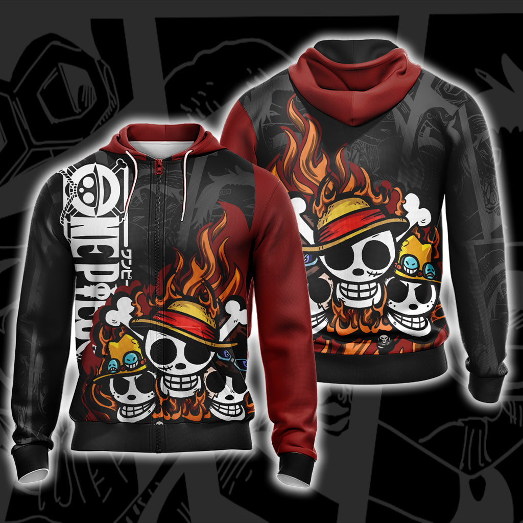 One Piece - Luffy, Sabo, Ace New Unisex 3D T-shirt Zip Hoodie