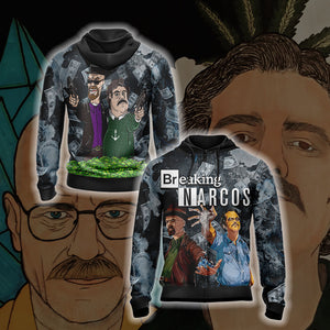 Breaking Bad x Narcos Unisex 3D T-shirt Zip Hoodie XS 