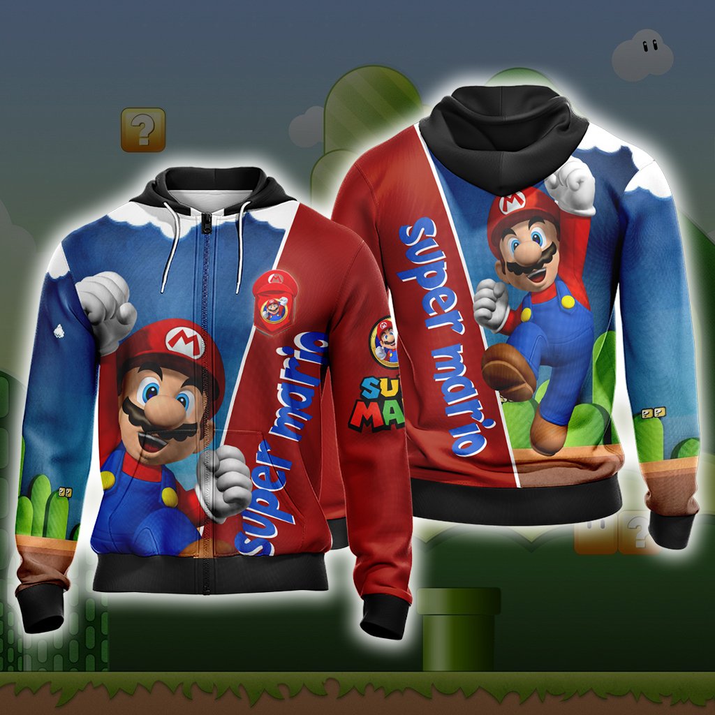 Mario Bros Unisex 3D T-shirt Zip Hoodie