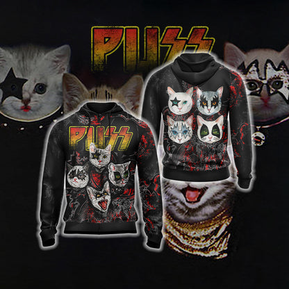 Kiss band x cats - Puss Unisex 3D T-shirt Zip Hoodie