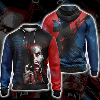 John Wick New Style Unisex 3D T-shirt Zip Hoodie XS 