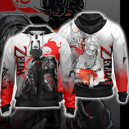 The legend of Zelda Link and Midna Unisex 3D T-shirt Zip Hoodie