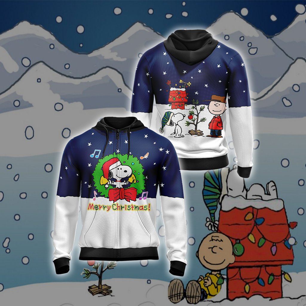 Snoopy x Christmas Unisex 3D T-shirt Zip Hoodie