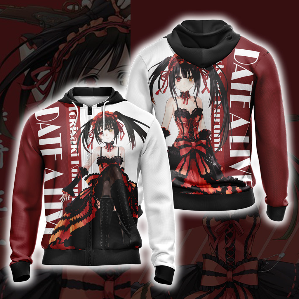 Date A Live Tokisaki Kurumi Unisex 3D T-shirt Zip Hoodie