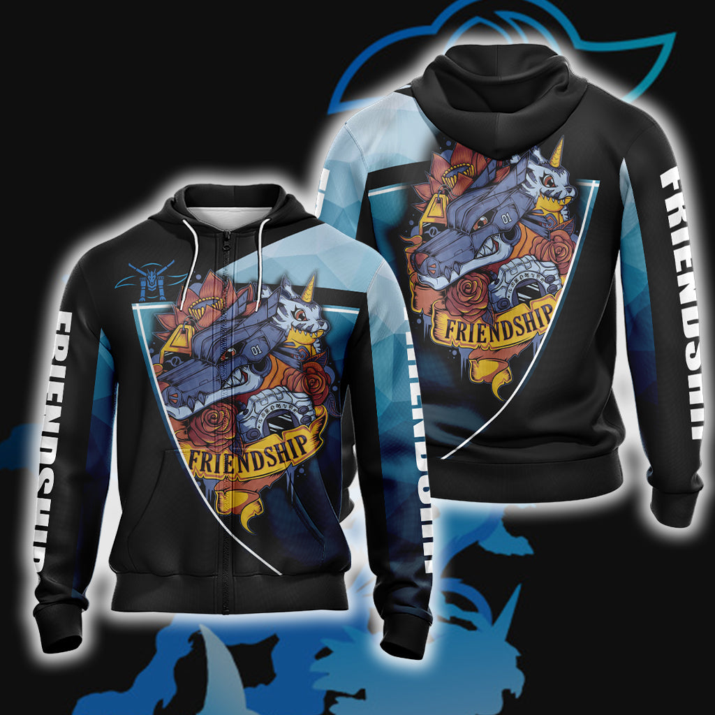 Digimon - Friendship Unisex 3D T-shirt Zip Hoodie