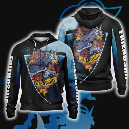 Digimon - Friendship Unisex 3D T-shirt Zip Hoodie