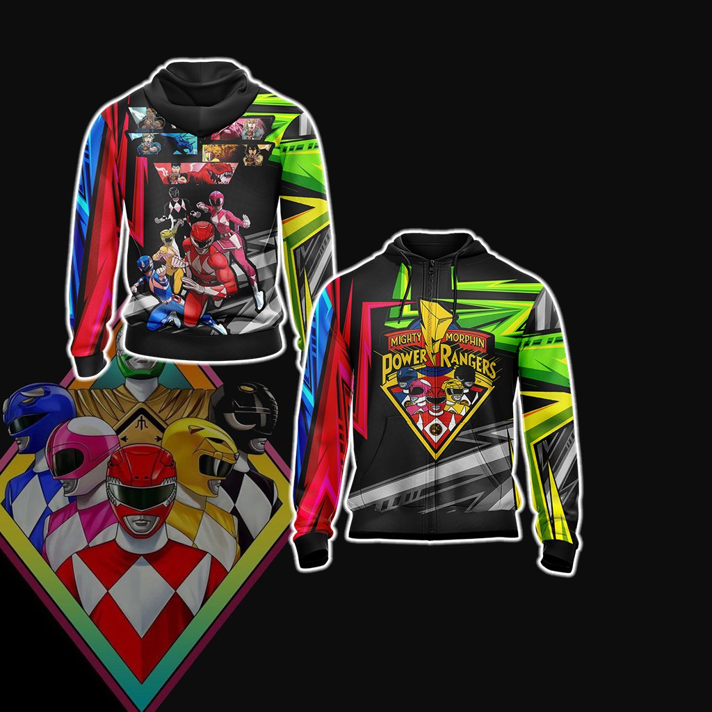 Power Rangers Unisex 3D T-shirt Zip Hoodie