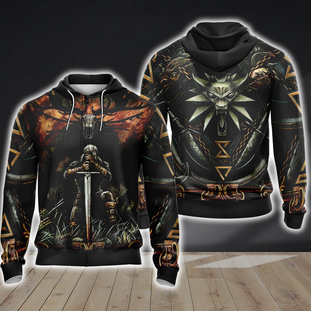 Witcher Symbol Unisex 3D T-shirt Zip Hoodie