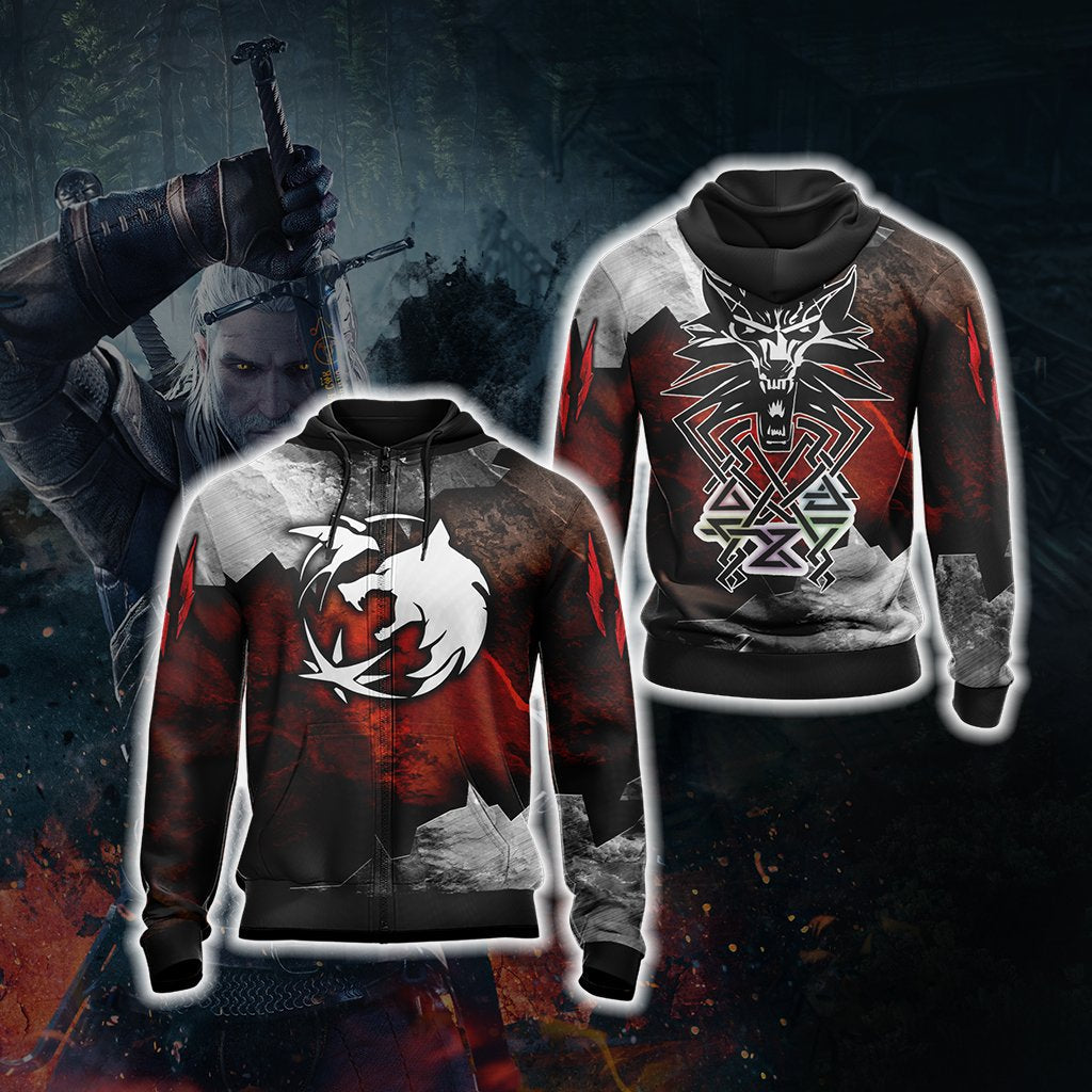 The Witcher Symbol Unisex 3D T-shirt Zip Hoodie