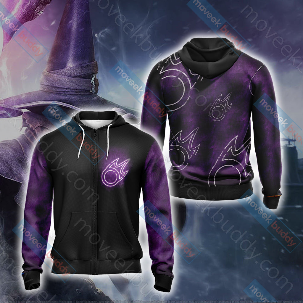 Final Fantasy XIV Black Mage Unisex 3D T-shirt Zip Hoodie