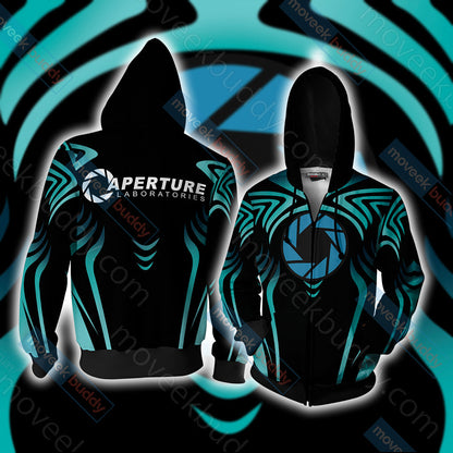 Portal 2 - Aperture Lab Logo Unisex 3D T-shirt Zip Hoodie