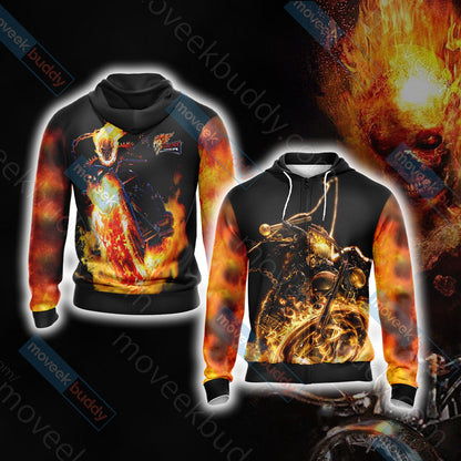 Ghost Rider Unisex 3D T-shirt Zip Hoodie