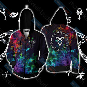 Shadowhunters Unisex 3D T-shirt Zip Hoodie XS 