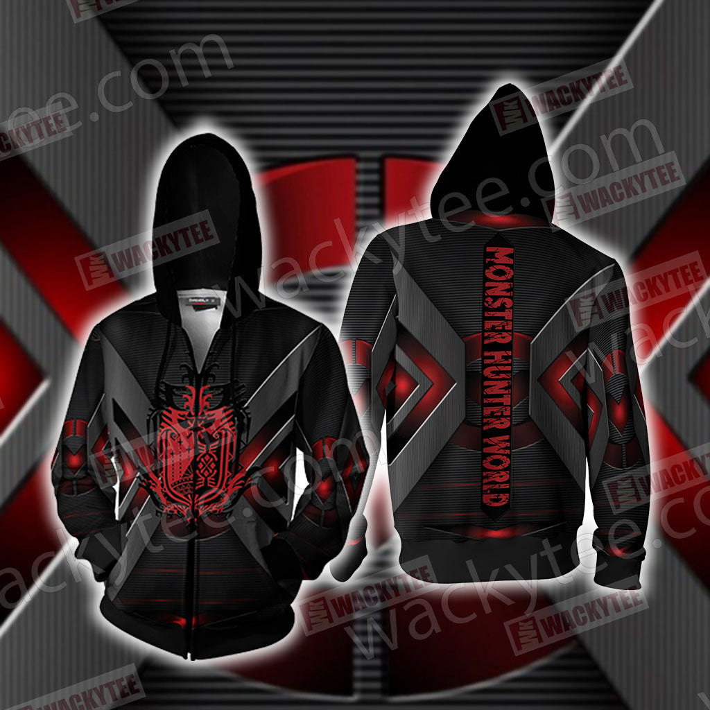 Monster Hunter World - Main Crest Unisex 3D T-shirt Zip Hoodie