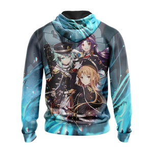 Asuna Sinon Yuuki Military Sword Art Online All Over Print T-shirt Zip Hoodie Pullover Hoodie   