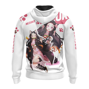 Nezuko Demon Slayer All Over Print T-shirt Zip Hoodie Pullover Hoodie   