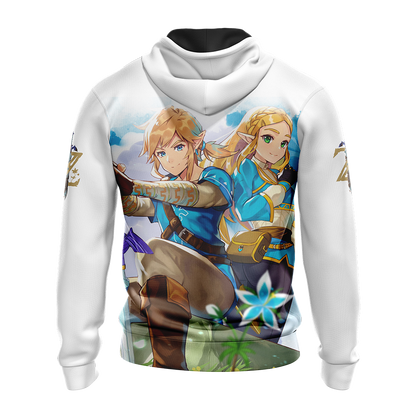 Link and Zelda The Legend of Zelda All Over Print T-shirt Tank Top Zip Hoodie Pullover Hoodie