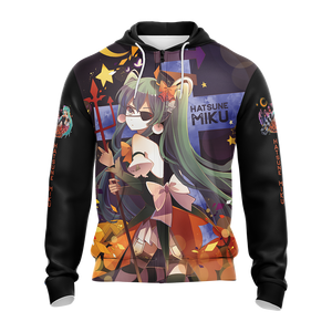 Hatsune Miku Halloween All Over Print T-shirt Zip Hoodie Pullover Hoodie   