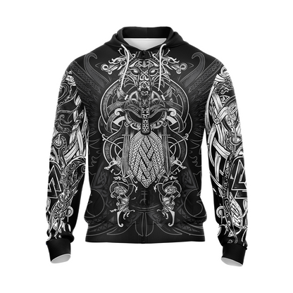 Viking Pattern Unisex 3D T-shirt Zip Hoodie Pullover Hoodie