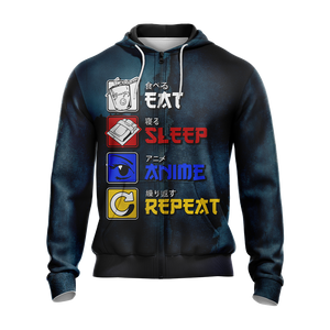 Eat Sleep Anime Repeat Unisex 3D T-shirt   