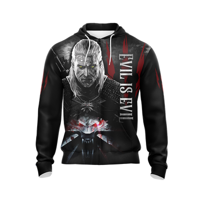 The Witcher - Geralt: "Evil Is Evil" Unisex 3D T-shirt Zip Hoodie