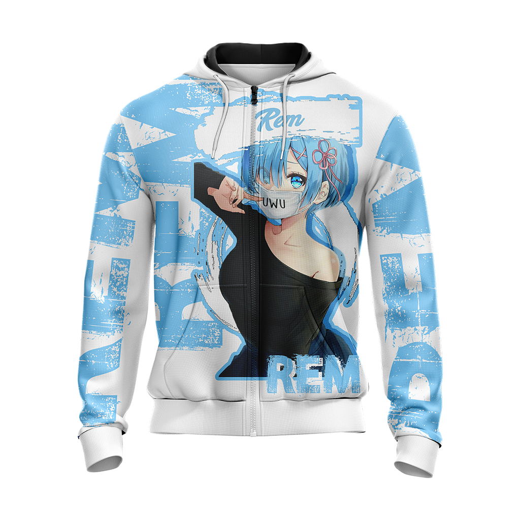 Rem Re:Zero All Over Print T-shirt Zip Hoodie Pullover Hoodie