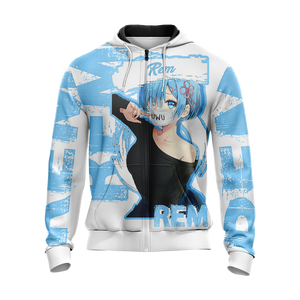 Rem Re:Zero All Over Print T-shirt Zip Hoodie Pullover Hoodie   