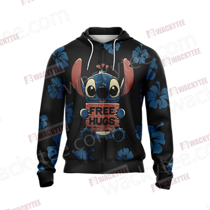 Stitch Loves Hugs Free Hugs Unisex 3D T-shirt