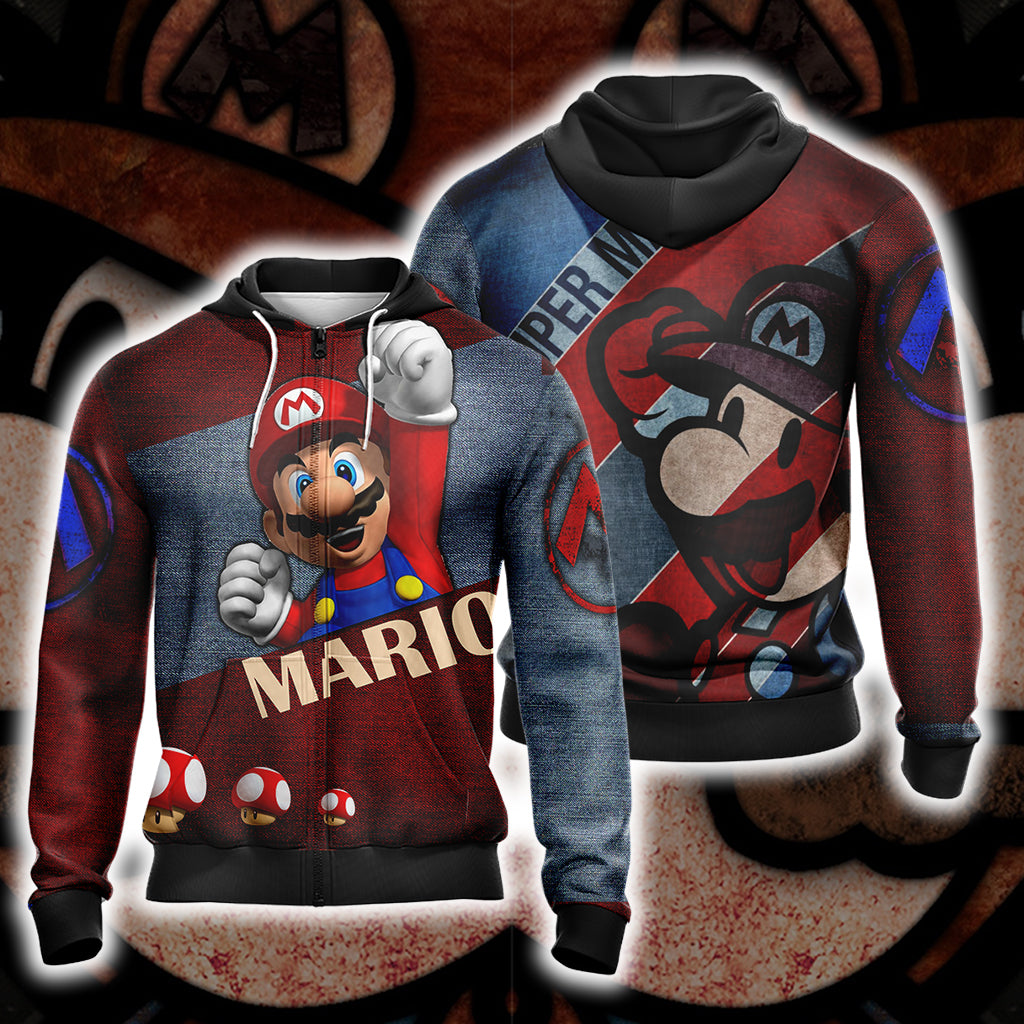 Mario New Style Unisex 3D T-shirt Zip Hoodie