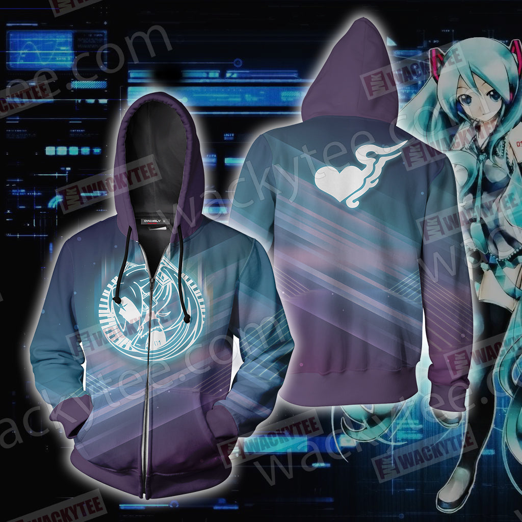 Hatsune Miku New Unisex 3D T-shirt Zip Hoodie