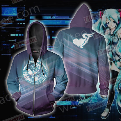 Hatsune Miku New Unisex 3D T-shirt Zip Hoodie