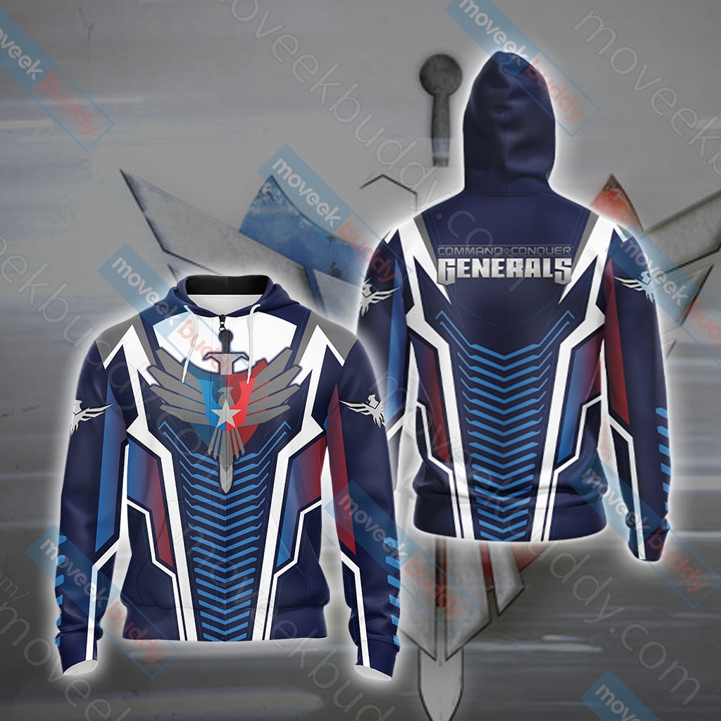 Command & Conquer: Generals – Zero Hour United States Mod Unisex 3D T-shirt Zip Hoodie