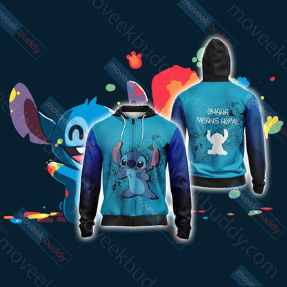 Ohana Means Family Stitch Unisex 3D T-shirt Zip Hoodie