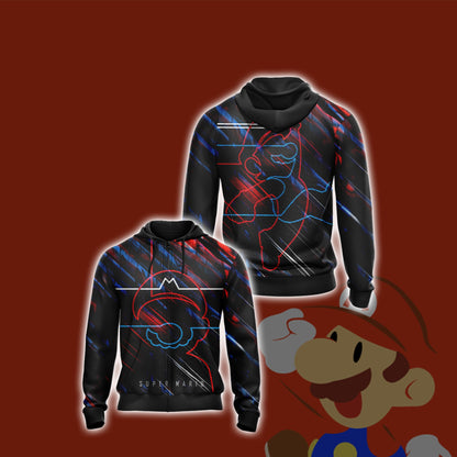 Super Mario Minimalist Unisex 3D T-shirt Zip Hoodie