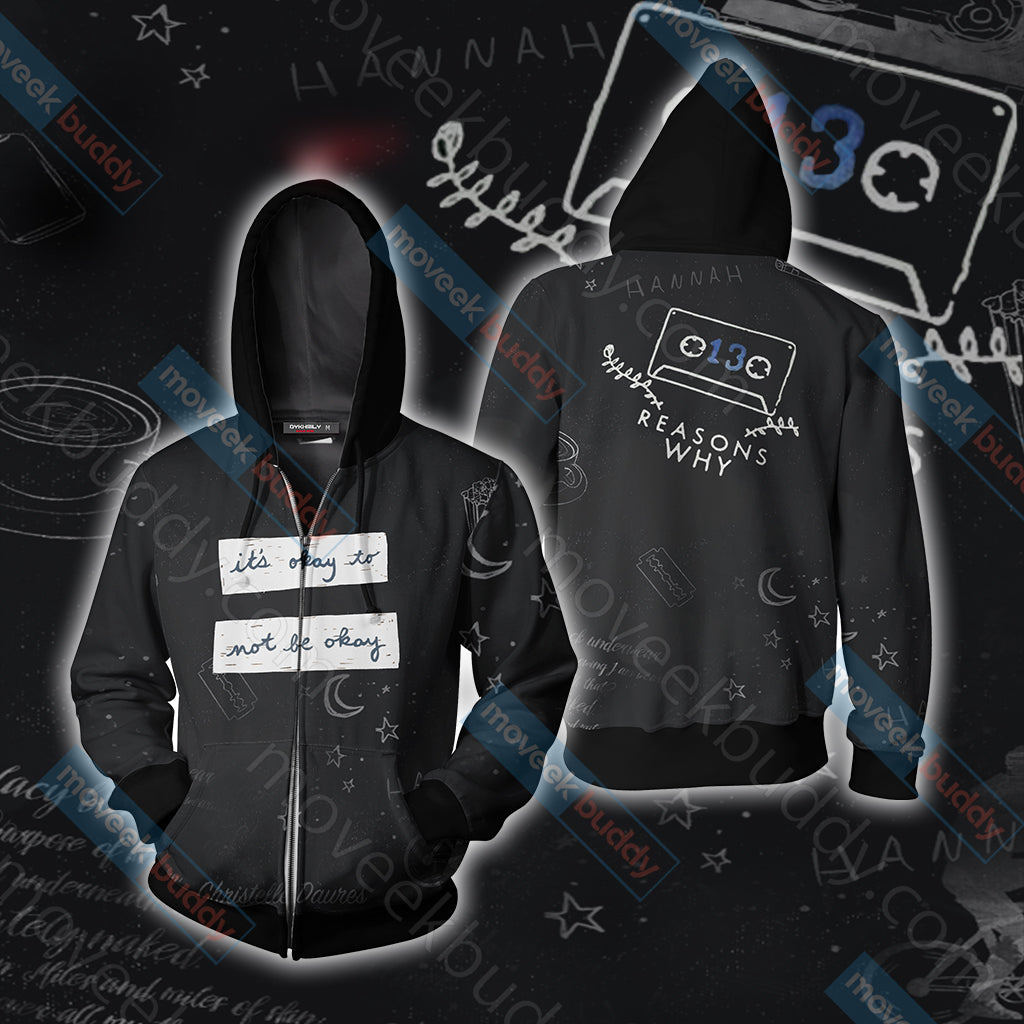 Thirteen Reasons Why Unisex 3D T-shirt Zip Hoodie