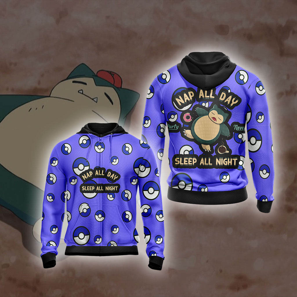 Snorlax Unisex 3D T-shirt Zip Hoodie