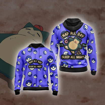 Snorlax Unisex 3D T-shirt Zip Hoodie