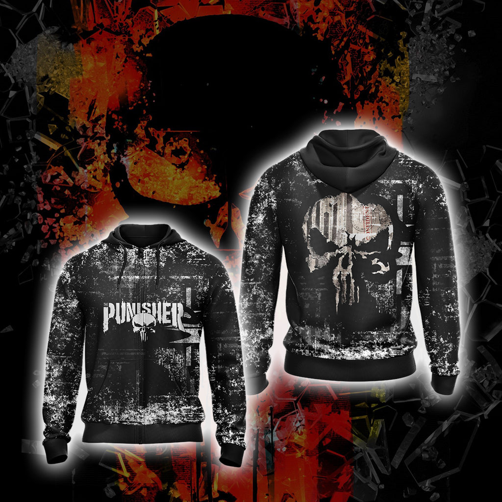 The Punisher New Version Unisex 3D T-shirt Zip Hoodie