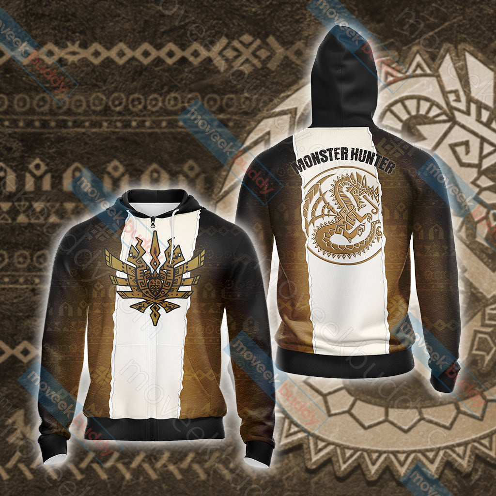 Monster Hunter Unisex 3D T-shirt Zip Hoodie