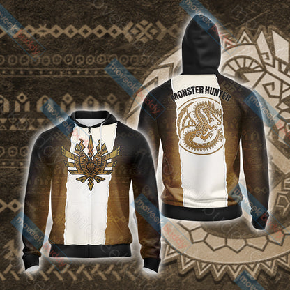 Monster Hunter Unisex 3D T-shirt Zip Hoodie