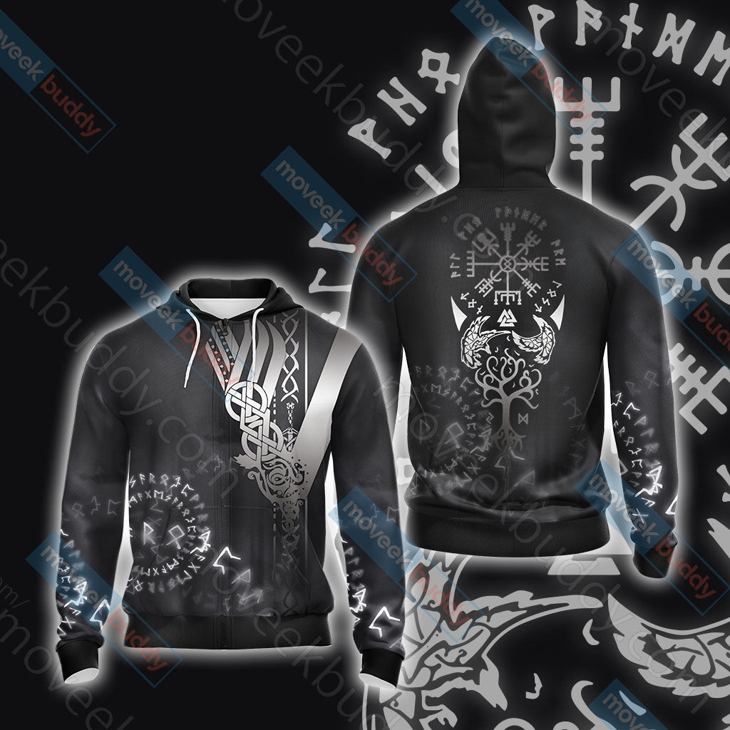 Vikings - Vegvisir Unisex 3D T-shirt Zip Hoodie