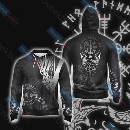 Vikings - Vegvisir Unisex 3D T-shirt Zip Hoodie