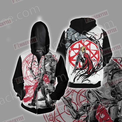 Fullmetal Alchemist - Edward and Alphonse Unisex 3D T-shirt Zip Hoodie