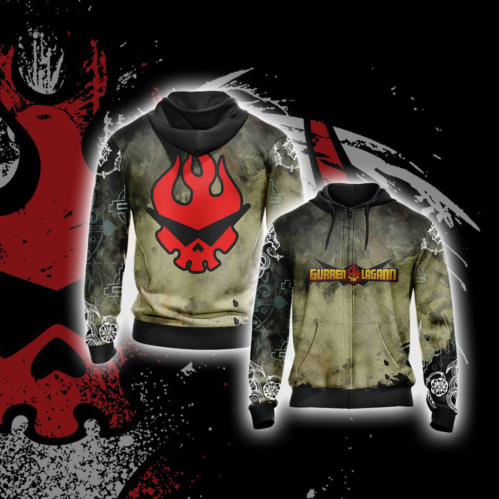 Gurren Lagann New Look Unisex 3D T-shirt Zip Hoodie