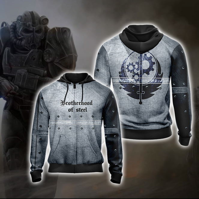 Fallout 4 - Brotherhood of steel Unisex 3D T-shirt Zip Hoodie