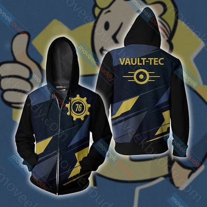 Fallout - Vault-tec Unisex 3D T-shirt Zip Hoodie
