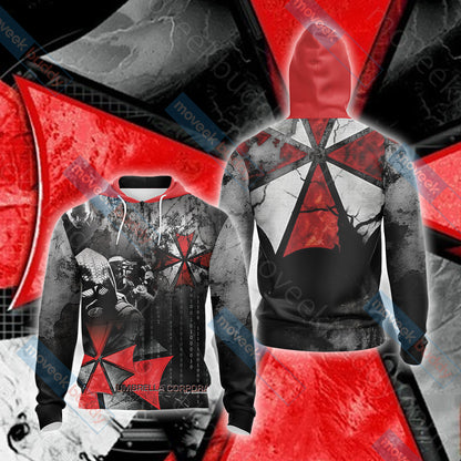 Resident Evil Umbrella Corp Unisex 3D T-shirt Zip Hoodie