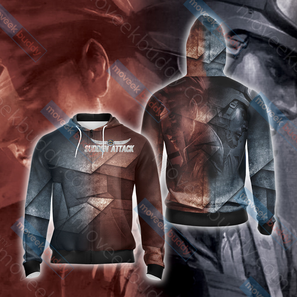 Sudden Attack Unisex 3D T-shirt Zip Hoodie