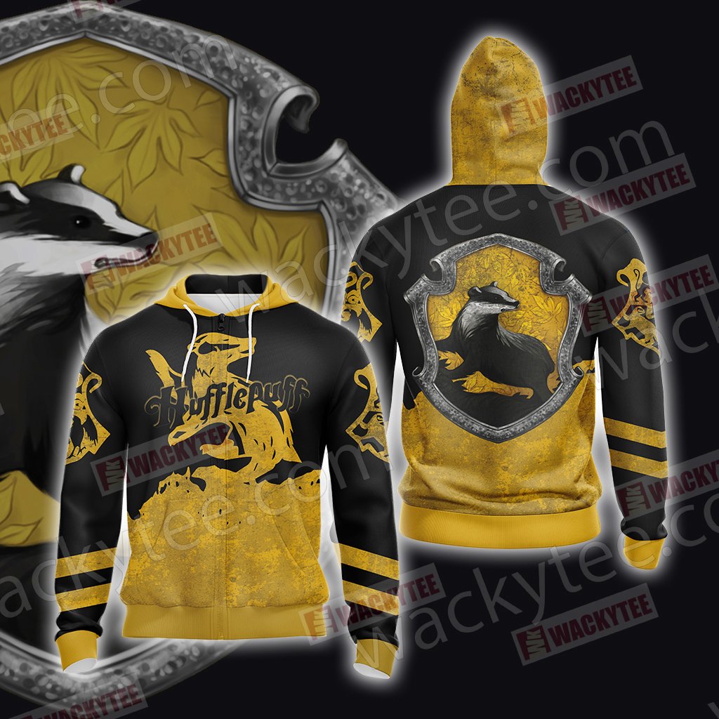Hufflepuff House Harry Potter New Version Unisex 3D T-shirt Zip Hoodie S