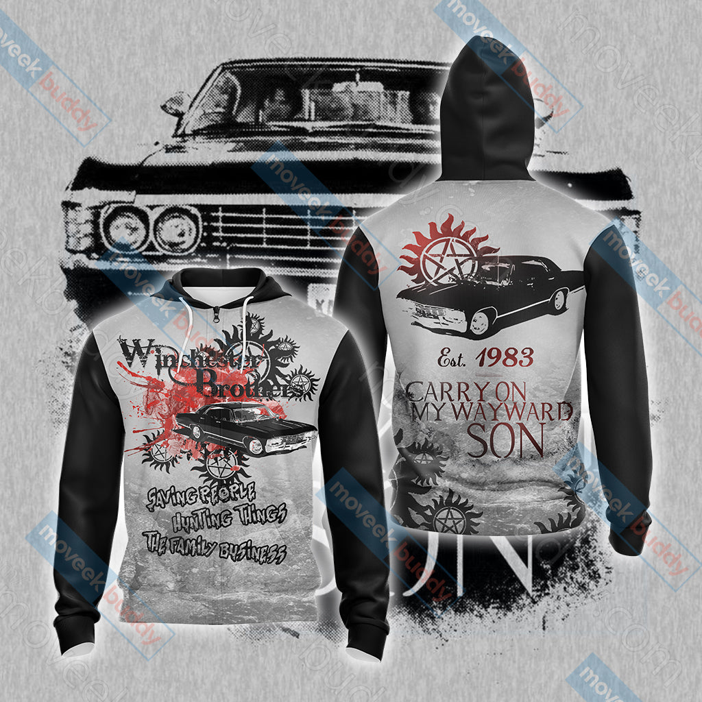 Supernatural - Winchester Unisex 3D T-shirt Zip Hoodie